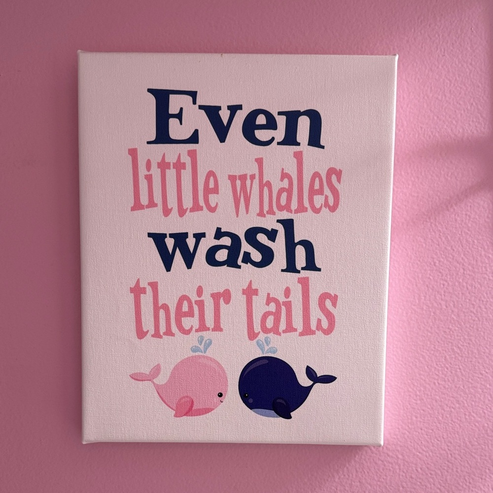 Pink & Navy Whale Canvas.